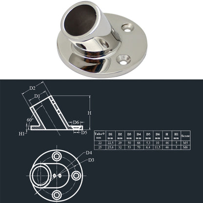 60 Degree Round Pipe Seat 316 Stainless Steel Corrosion-Resistant Marine Tube Seat, Specification: 22mm 7/8 inch - Marine Accessories & Parts by buy2fix | Online Shopping UK | buy2fix