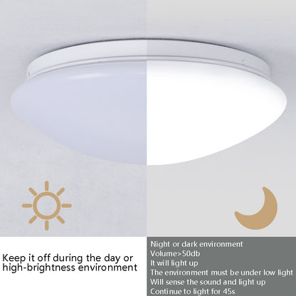 LED Sound Light Control Ceiling Lamp Round Corridor Intelligent Sensor Lamp, Power source: 8W 230mm(White) - Sensor LED Lights by buy2fix | Online Shopping UK | buy2fix