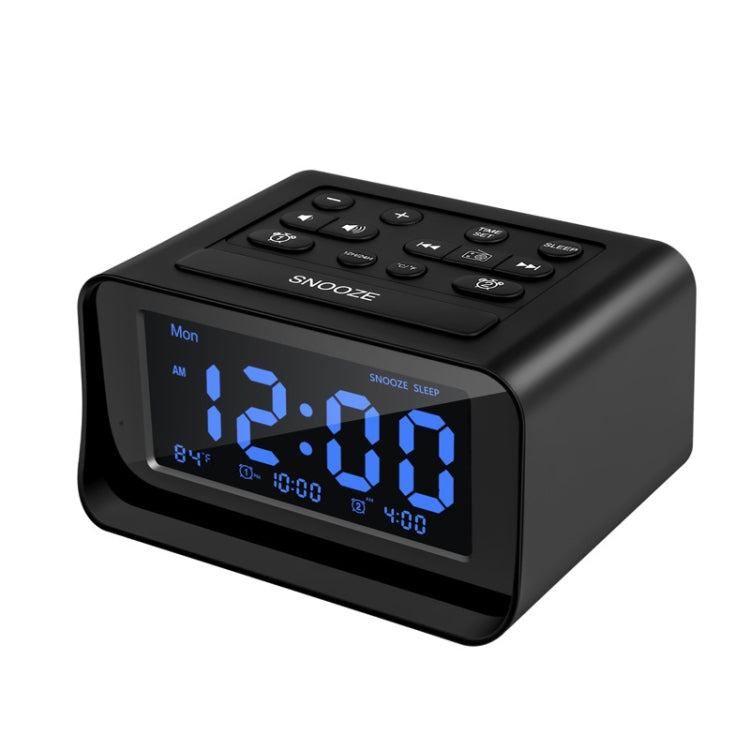 LED Digital Bedroom Alarm Clock With USB Charging Port Clock Radio Temperature Electronic Platform Clock, Specification: EU Plug(Black) - Alarm Clocks by buy2fix | Online Shopping UK | buy2fix