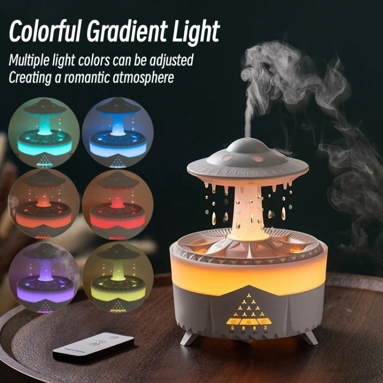 UFO Water Drop Aromatherapy Humidifier Desktop Remote Control Diffuser, Plug: UK Plug(Black) - Air Purifiers & Accessories by buy2fix | Online Shopping UK | buy2fix