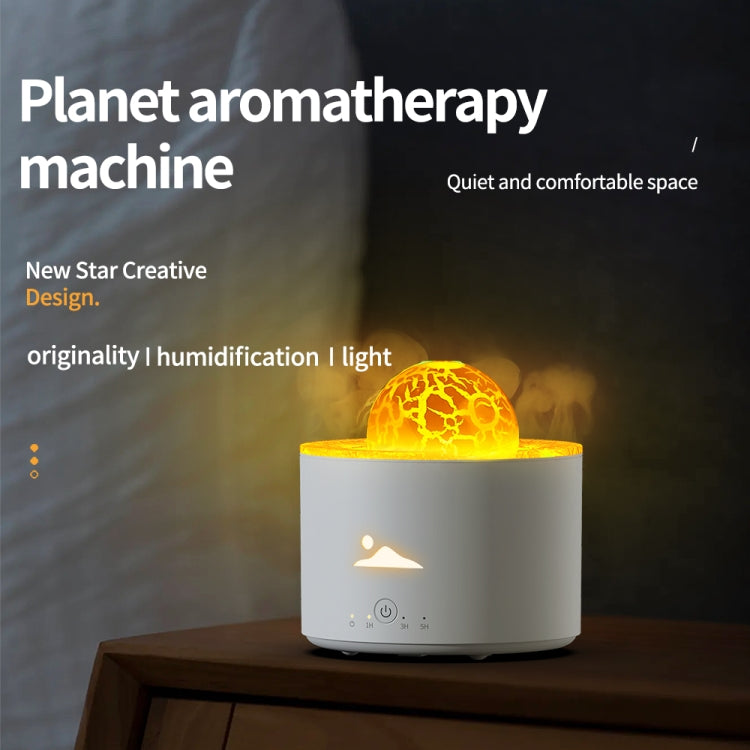 HX-130 Colorful Night Light Planet Desktop Flame Aromatherapy Humidifier, Spec: EU Plug(White) - Air Purifiers & Accessories by buy2fix | Online Shopping UK | buy2fix