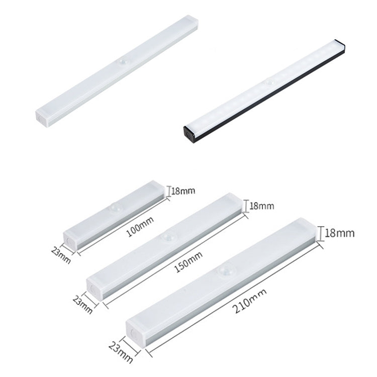 LED Human Body Induction Lamp Long Strip Charging Cabinet Lamp Strip, Size: 15cm(Black and Warm Light) - Sensor LED Lights by buy2fix | Online Shopping UK | buy2fix