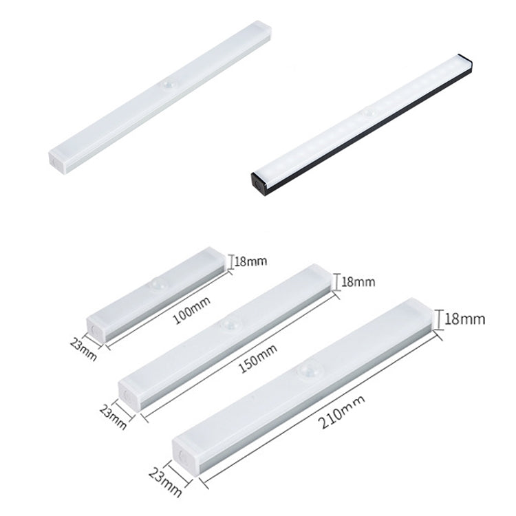 LED Human Body Induction Lamp Long Strip Charging Cabinet Lamp Strip, Size: 21cm(Black and White Light) - Sensor LED Lights by buy2fix | Online Shopping UK | buy2fix
