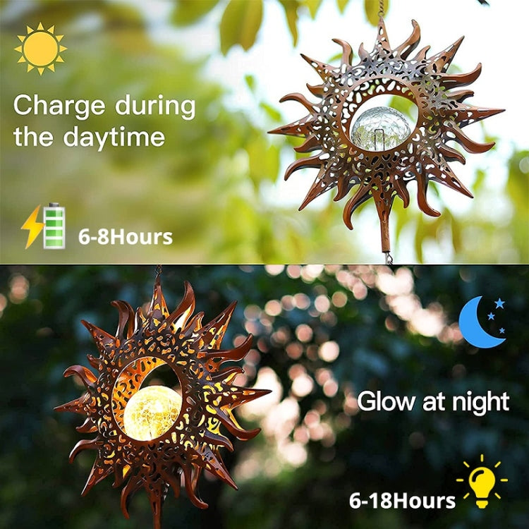 Solar Suspending Iron Wind Chime Lamp(Sun) - Solar Lights by buy2fix | Online Shopping UK | buy2fix