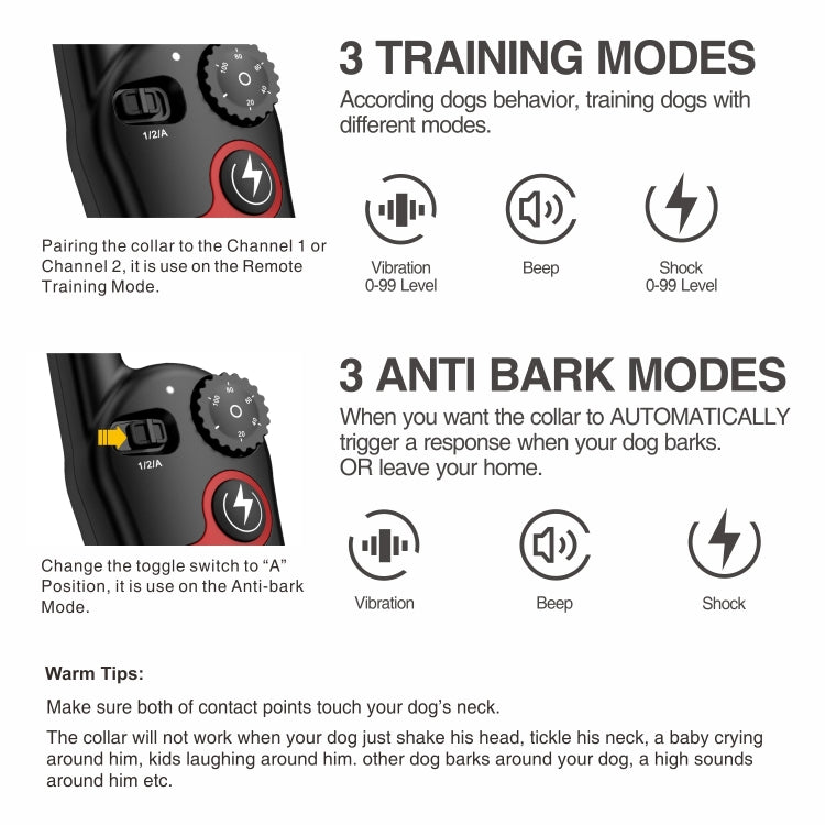 Remote Control Trainer Dog Collar Automatic Barking Stopper, Specification: 1 Drag 1 Red - Training Aids by buy2fix | Online Shopping UK | buy2fix