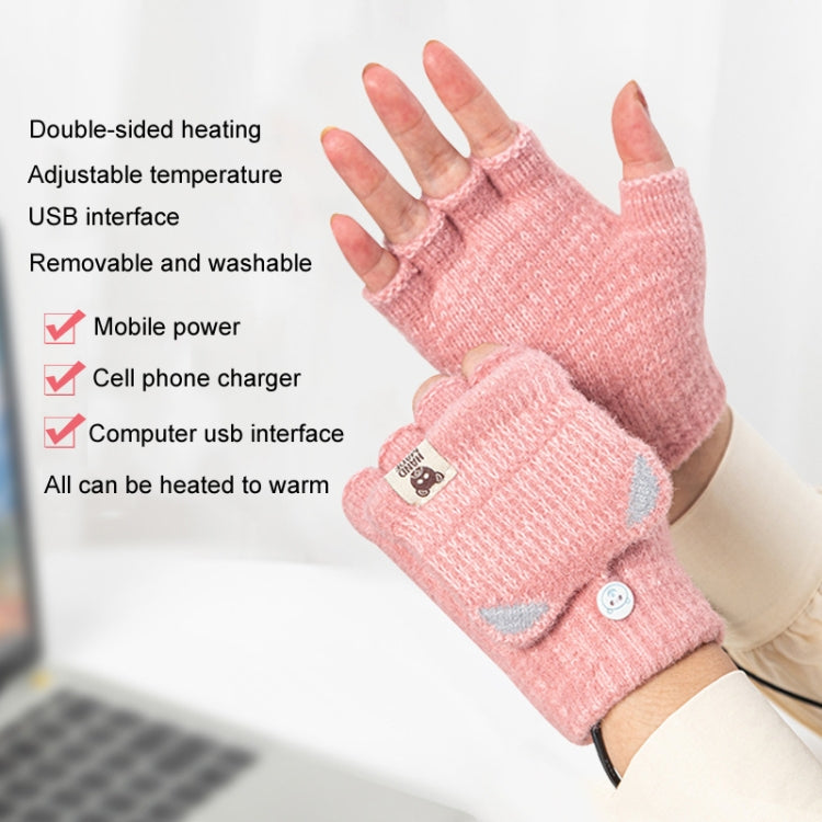 Winter Office USB Heating Warm Half Finger with Cover Gloves Heated Pad, Size: Free Size(Blue) - Safety Gloves by buy2fix | Online Shopping UK | buy2fix