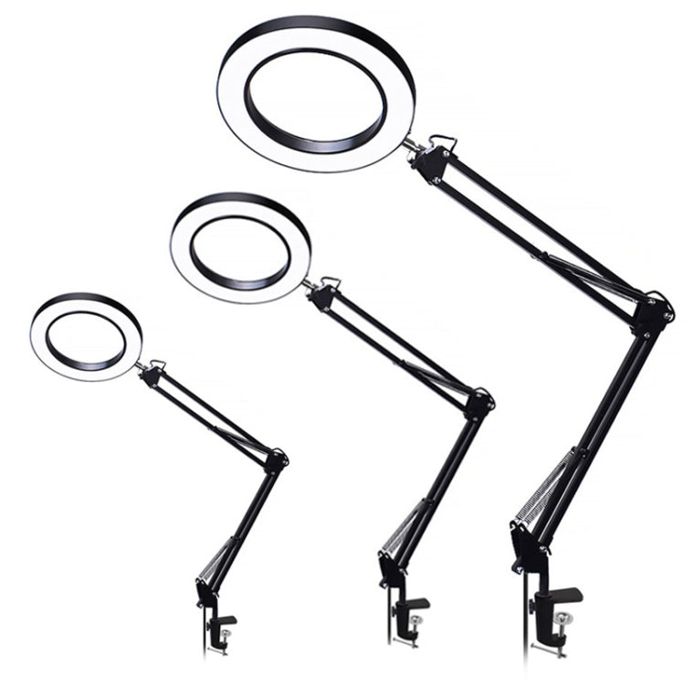 5X Magnifying Glass LED Folding Long Arm Clip Light Eye-protection USB Reading Lamp, Size: Small(Black) - Desk Lamps by buy2fix | Online Shopping UK | buy2fix