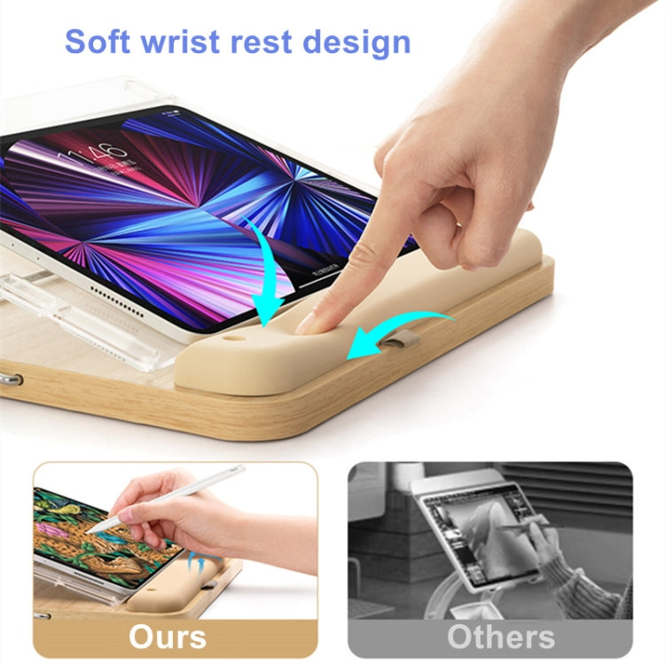 Solid Wood Tablet Painting Stand Adjustable Desktop Stand With Hand Rest(Wood Color) - MacBook Holder by buy2fix | Online Shopping UK | buy2fix