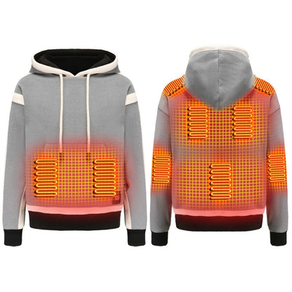 USB Smart Electric Heating Warming Thickened Hooded Sweatshirt, Size: 4XL(Grey) - Hoodie by buy2fix | Online Shopping UK | buy2fix