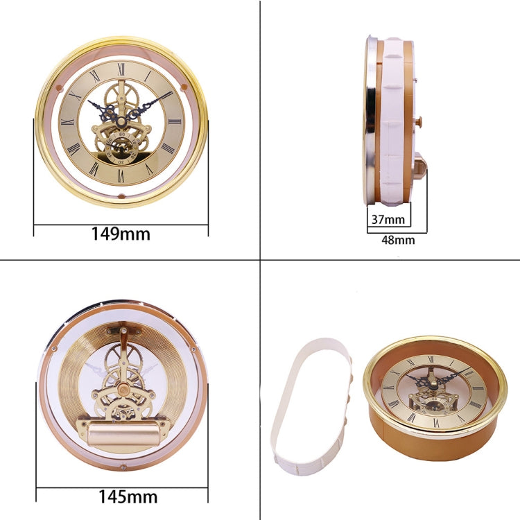 Metal See-through Quartz Clock Gear Clock DIY Accessories 149mm Golden Clock Head - DIY Clocks by buy2fix | Online Shopping UK | buy2fix