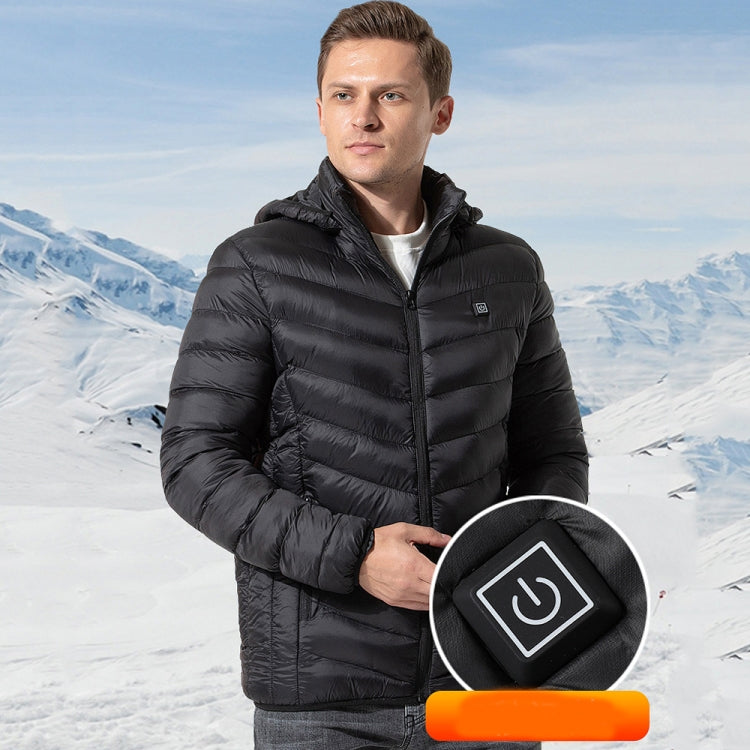 9 Zone Double Control Black USB Winter Electric Heated Jacket Warm Thermal Jacket, Size: M - Down Jackets by buy2fix | Online Shopping UK | buy2fix