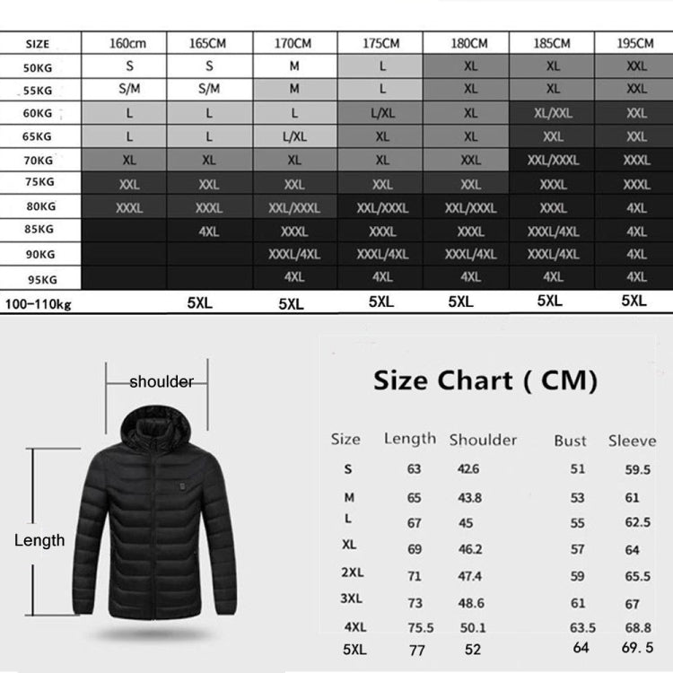 4 Zone Black  USB Winter Electric Heated Jacket Warm Thermal Jacket, Size: L - Down Jackets by buy2fix | Online Shopping UK | buy2fix