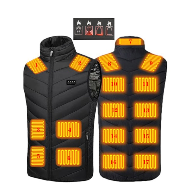 17 Area  4 Control Black USB Electric Heating Undershirt Intelligent Warm Vest(6XL) - Down Jackets by buy2fix | Online Shopping UK | buy2fix