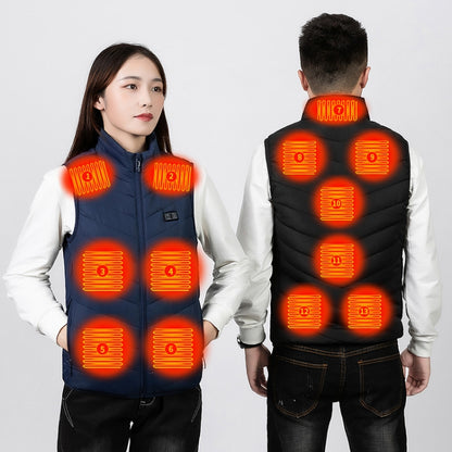 13  Area Double Control  Blue USB Electric Heating Undershirt Intelligent Warm Vest(4XL) - Down Jackets by buy2fix | Online Shopping UK | buy2fix