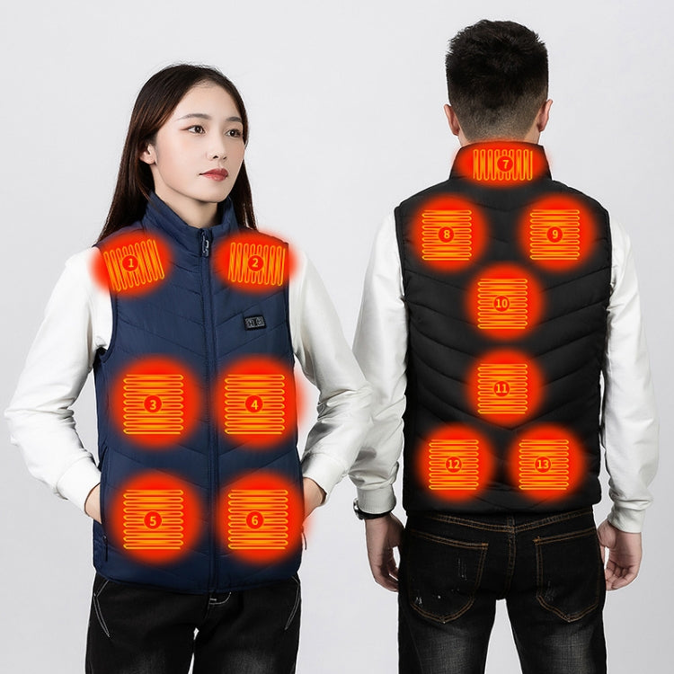 9 Area Double Control Black USB Electric Heating Undershirt Intelligent Warm Vest(S) - Down Jackets by buy2fix | Online Shopping UK | buy2fix
