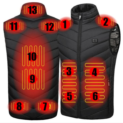 13  Area Double Control Black USB Electric Heating Undershirt Intelligent Warm Vest(M) - Down Jackets by buy2fix | Online Shopping UK | buy2fix