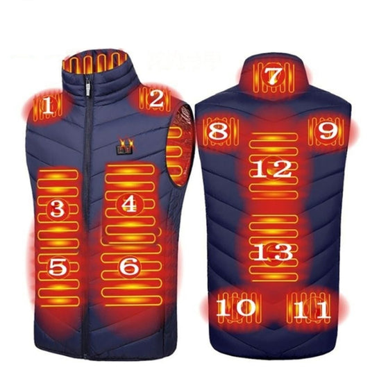 13  Area Double Control  Blue USB Electric Heating Undershirt Intelligent Warm Vest(M) - Down Jackets by buy2fix | Online Shopping UK | buy2fix