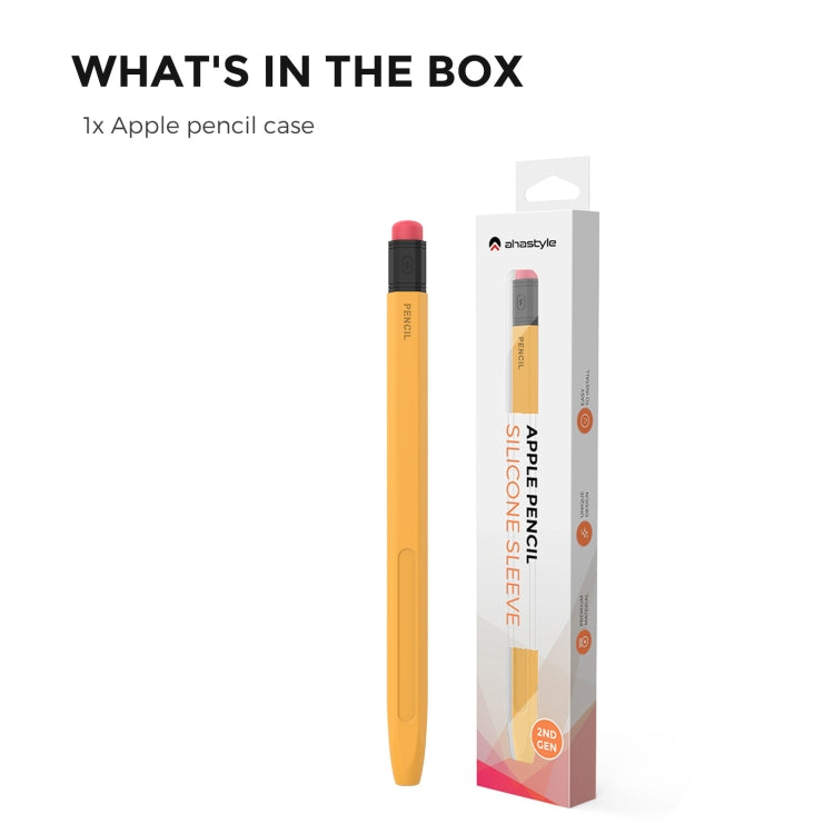 For Apple Pencil 2 AhaStyle PT180-2 Silicone Protective Case Anti-Slip And Anti-Drop Capacitive Pen Case(Yellow) - Pencil Accessories by AhaStyle | Online Shopping UK | buy2fix