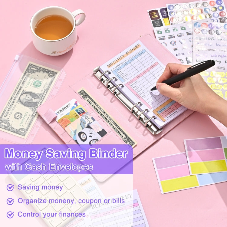 A6 Mandala Binder Financial Plan Notebook PU Leather Cash Budget Book(Fresh Blue) - Notebooks by buy2fix | Online Shopping UK | buy2fix