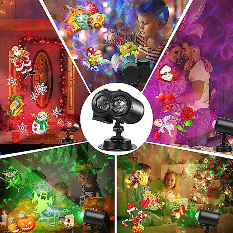 16 Cards EU Plug Color Card Pattern 9W Christmas Projection Light Remote Control Snow Light - Christmas Decoration Lamps by buy2fix | Online Shopping UK | buy2fix