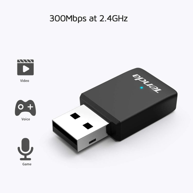 Tenda U9 650Mbs Drive-Free USB Wireless Network Card 5G Dual Band Desktop Laptop WiFi Receiver - USB Network Adapter by Tenda | Online Shopping UK | buy2fix