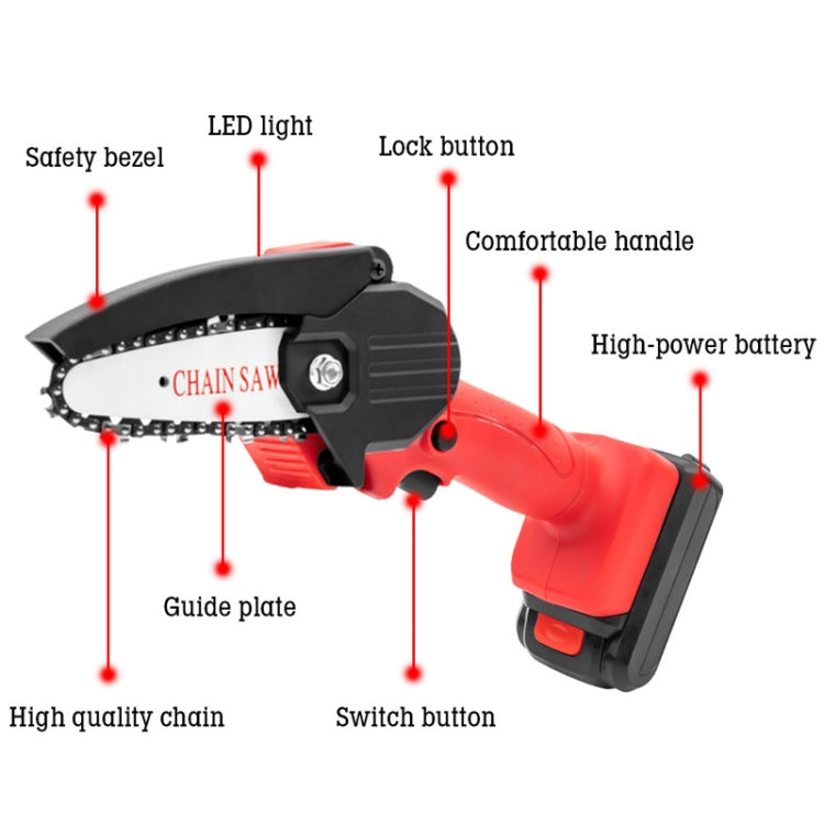 HILDA Rechargeable Cordless Mini Electrical Chain Saw Logging Tools Plastic Package, Model: EU Plug With 1 Battery Red - Electric Saws & Accessories by HILDA | Online Shopping UK | buy2fix