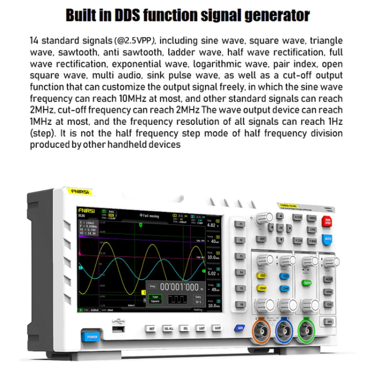 FNIRSI 2 In 1 Dual-Channel 100M Bandwidth Digital Oscilloscope 1GS Sampling Signal Generator, EU Plug 1014D +P4100 Probe - Digital Multimeter by FNIRSI | Online Shopping UK | buy2fix