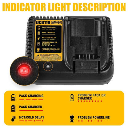 DCB118 For Dewalt 12V-20V Electric Tool Battery Charger, Plug: EU (Yellow) - Electric Saws & Accessories by buy2fix | Online Shopping UK | buy2fix