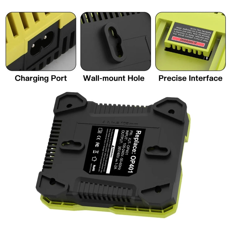 36-40V Tool Cutting Machine Battery Charger, For RYOBI PO401 / PO403 / PO400, Plug: EU - Lawn Mower, Saws & Accessories by buy2fix | Online Shopping UK | buy2fix