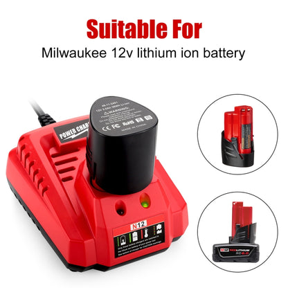 N12 For Milwaukee 10.8/12V Electric Tool Lithium Battery Fast Charger, Plug: UK - Electric Saws & Accessories by buy2fix | Online Shopping UK | buy2fix