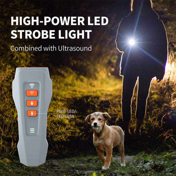 LED Flashing Light Handheld Ultrasonic Bark Arrester Frequency Conversion Dog Training Device(Gray+Orange) - Training Aids by buy2fix | Online Shopping UK | buy2fix