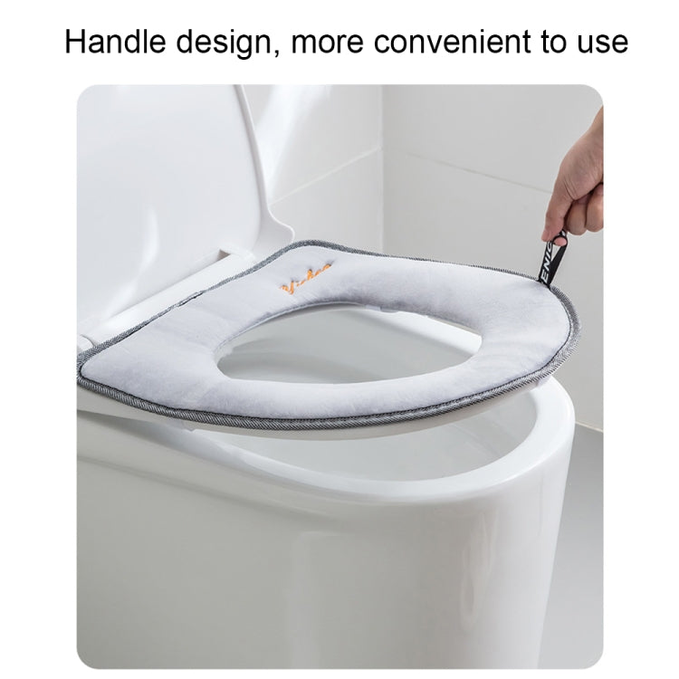 USB Smart Heated Toilet Mat with Handle Plush Universal Winter Toilet Seat Cover(Grey) - Bath Mats by buy2fix | Online Shopping UK | buy2fix
