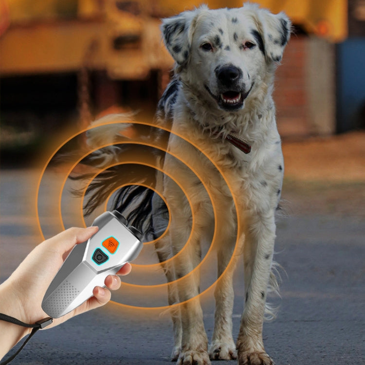 Ultrasonic Dog Repeller Stop Barker Dual Probe High Power Repeller Handheld Dog Trainer(Silver) - Training Aids by buy2fix | Online Shopping UK | buy2fix