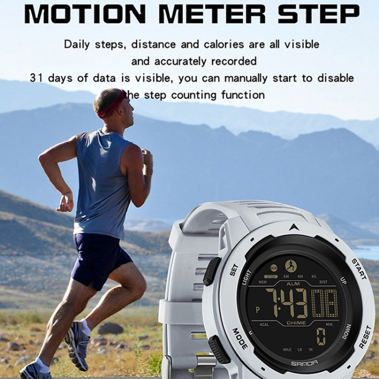 SANDA 2145 Calorie Pedometer Alarm Clock Waterproof Multifunctional Hiking Sports Shockproof Smart Watch(Black) - Sport Watches by SANDA | Online Shopping UK | buy2fix