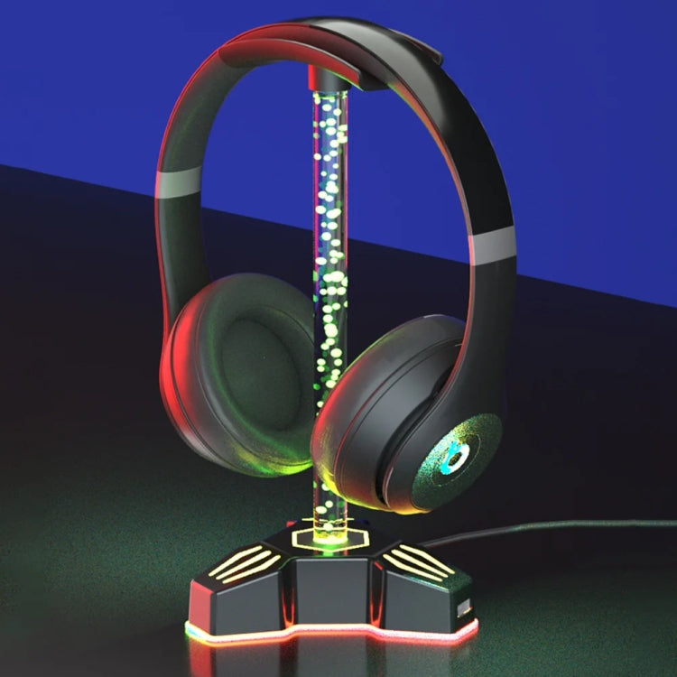 RGB Lighted Headphone Stand With Ambient Light USB Expansion Port Headphone Display Bracket, Style: With 3.5mm Port - Headset Stand by buy2fix | Online Shopping UK | buy2fix