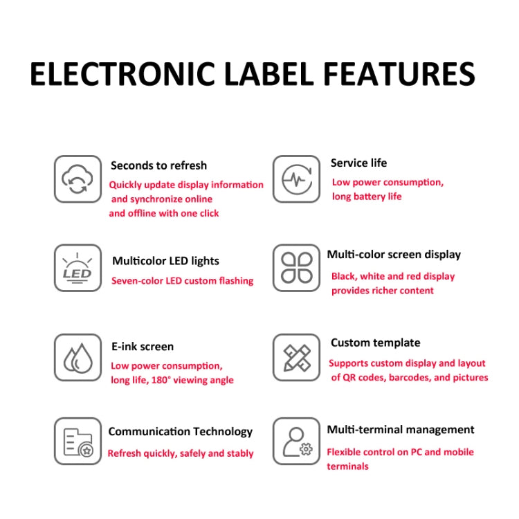 2.1 Inch E-ink Screen Bluetooth Smart Electronic Labels Support Custom Text/Picture/QR Code/Barcode - Store & Supermarket Supplies by buy2fix | Online Shopping UK | buy2fix