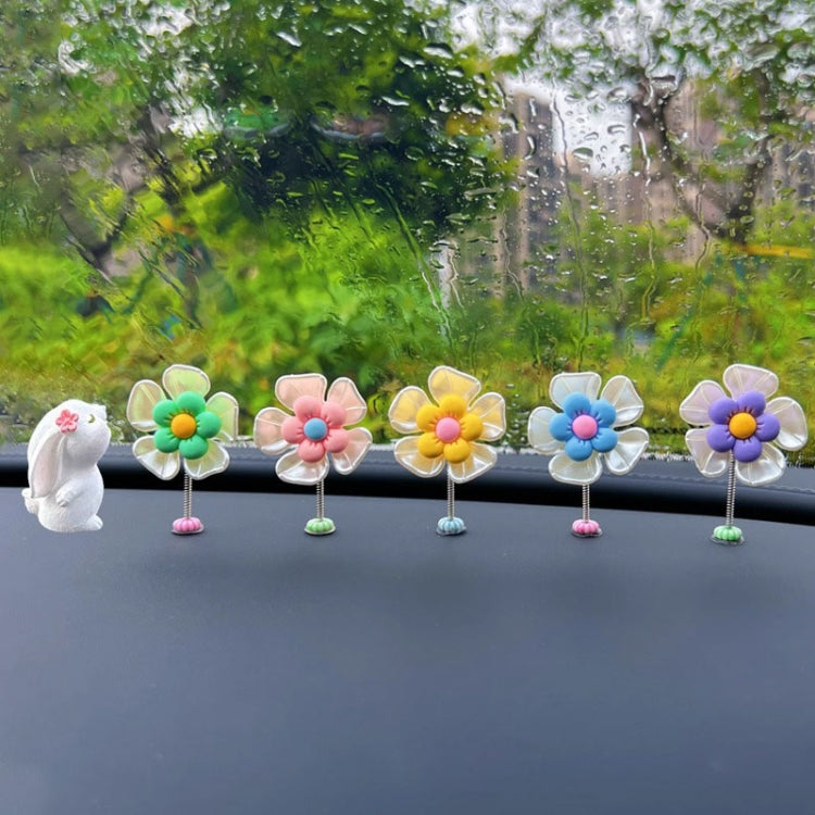 5pcs /Set Cute Cartoon Flower Car Shaking Ornament Car Dashboard Decoration, Style: Transparent Green Leaf - Ornaments by buy2fix | Online Shopping UK | buy2fix