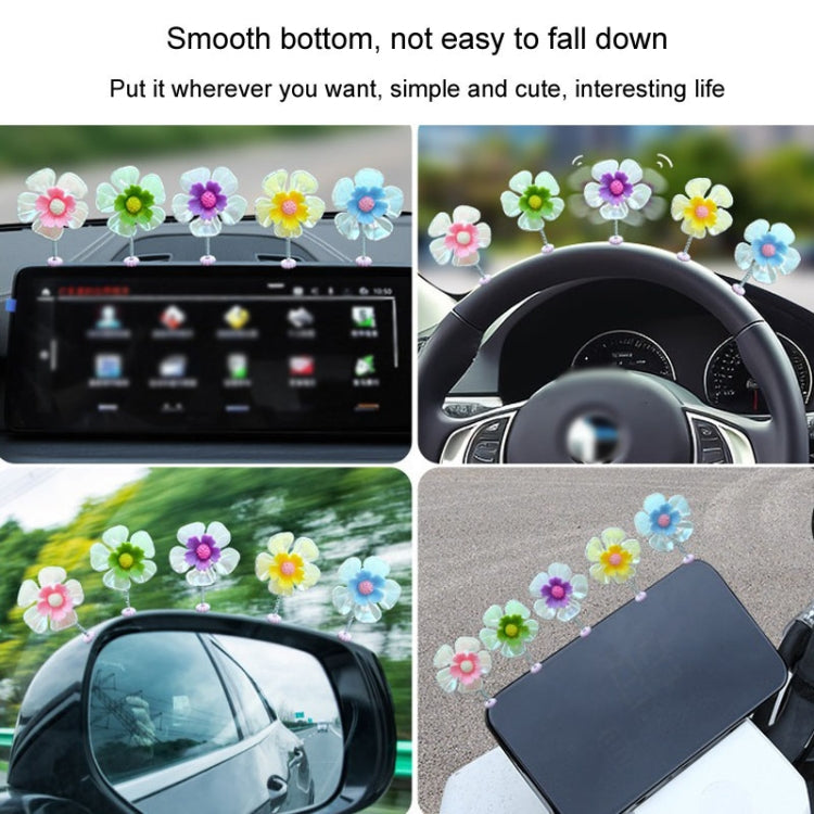 5pcs /Set Car Shaking Flower Ornament Simulated Small Flower Car Interior Decoration(Green) - Ornaments by buy2fix | Online Shopping UK | buy2fix