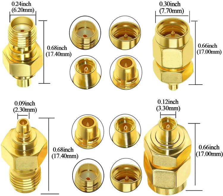 SAM Female To MMCX Male Coaxial Adapter Kit Brass Coaxial Connector RF Antenna Adapter - DVB-T & Simulation Antenna by buy2fix | Online Shopping UK | buy2fix