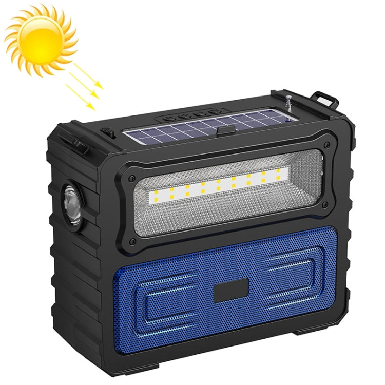 DV-690 Dual LED Light Solar Wireless Bluetooth Speaker Outdoor Camping FM Radio(Blue) - Radio Player by buy2fix | Online Shopping UK | buy2fix