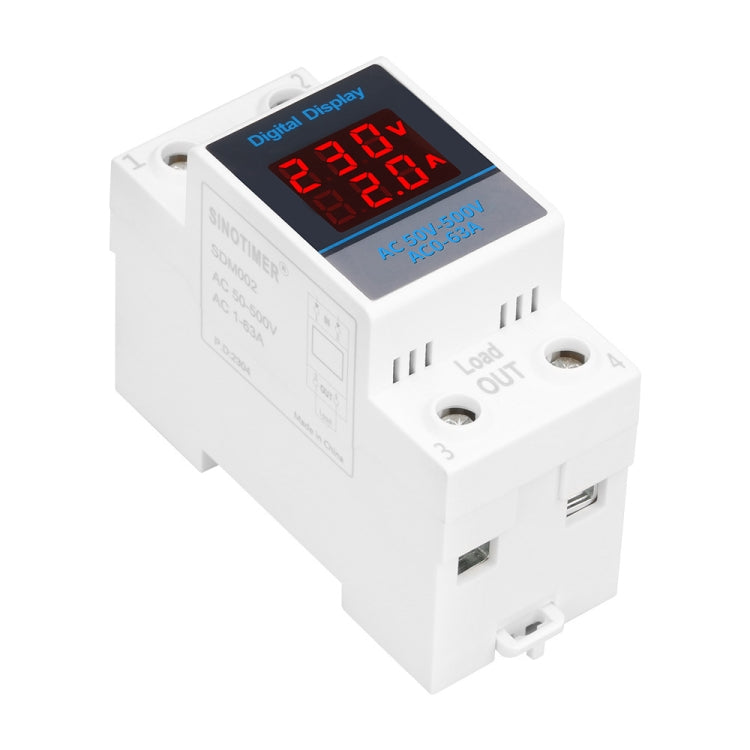 SINOTIMER SDM002 Household DIN Rail Single-Phase AC Dual Display Voltage And Current Meter(100A External Intestinal Sensor) - Current & Voltage Tester by SINOTIMER | Online Shopping UK | buy2fix
