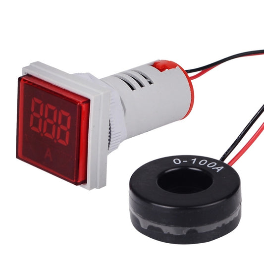 SINOTIMER ST17A Square 22mm LED Digital Display Signal Light AC Current Indicator 0-100A(01 Red) - Current & Voltage Tester by SINOTIMER | Online Shopping UK | buy2fix
