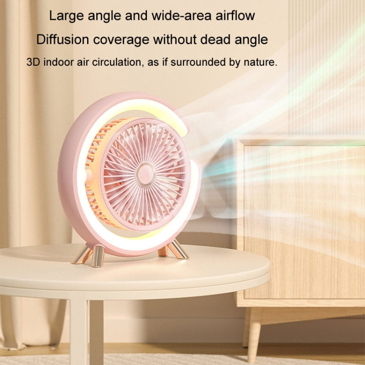 USB Charging Desktop Fan With Light Student Dormitory Light Sound Office Aroma Desktop Fan(Dark Blue) - Electric Fans by buy2fix | Online Shopping UK | buy2fix