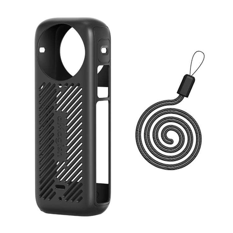 For Insta360 X4 AMagisn Silicone Protective Cover Body Case Black - Case & Bags by aMagisn | Online Shopping UK | buy2fix