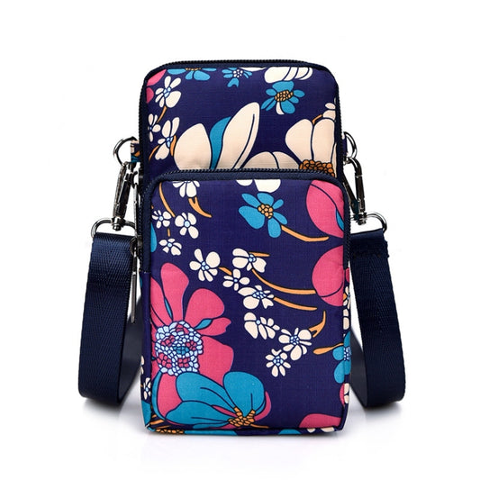 Printed Crossbody Mobile Phone Bag Mini Wallet With Arm Band, Style: Blue Printing - Single-shoulder Bags by buy2fix | Online Shopping UK | buy2fix