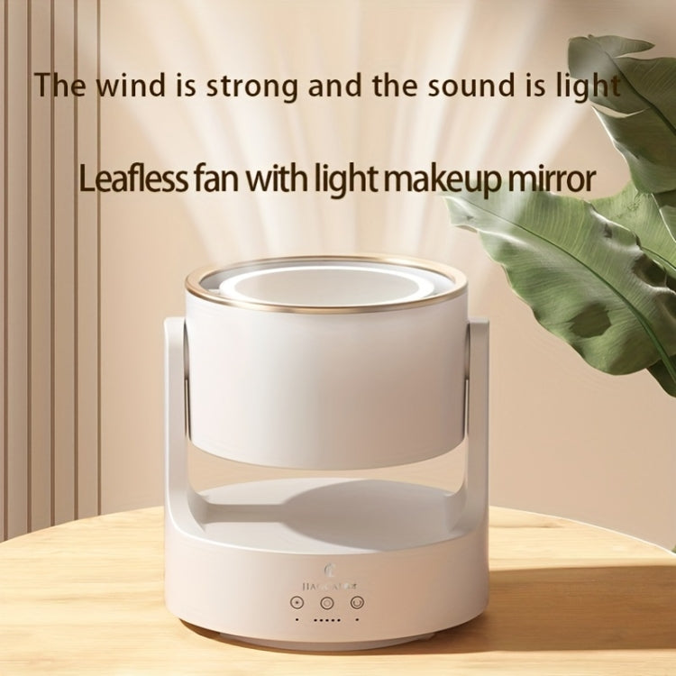 3 In 1 Multifunctional Desktop Fan with LED Light Cosmetic Mirror Rechargeable Oscillating - Electric Fans by buy2fix | Online Shopping UK | buy2fix