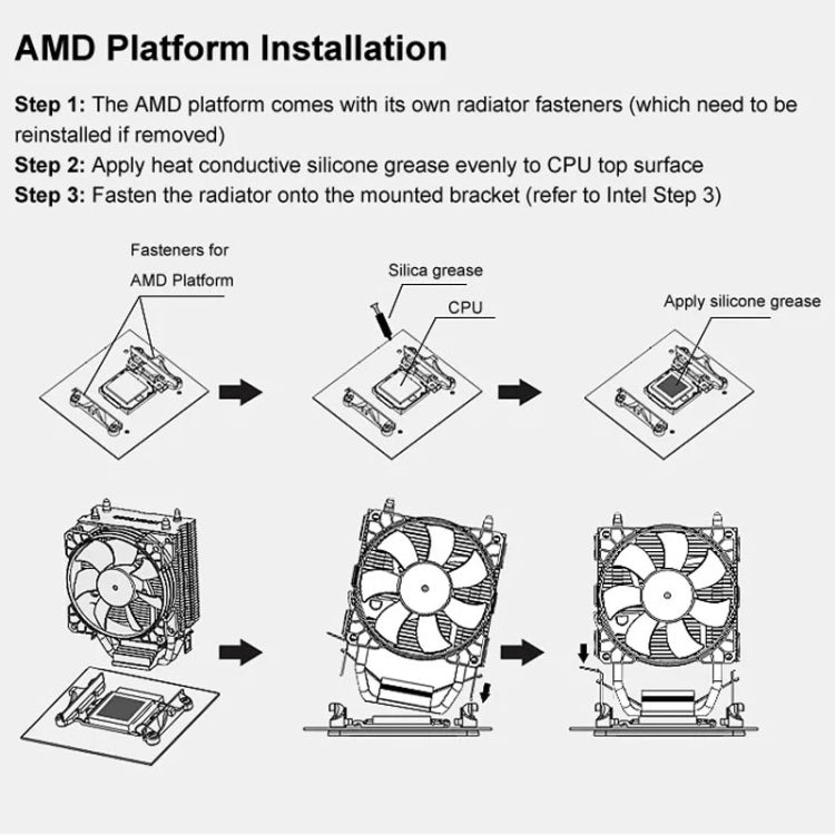 COOLMOON Frost Double Copper Tube CPU Fan Desktop PC Illuminated Silent AMD Air-Cooled Cooler, Style: P2 Magic Moon Edition Single Fan - Fan Cooling by COOLMOON | Online Shopping UK | buy2fix