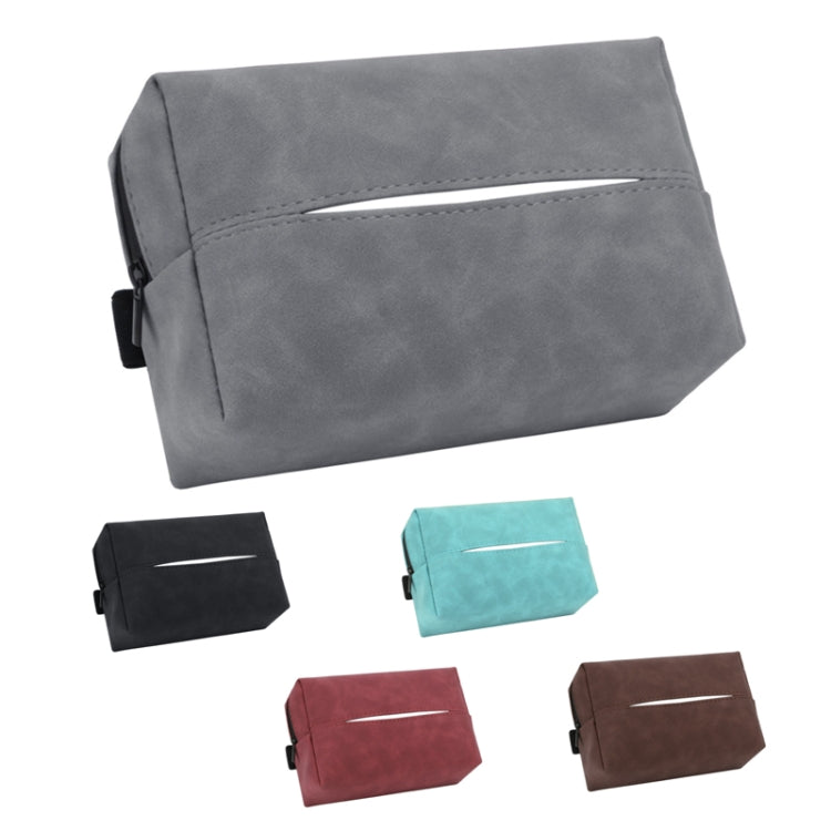 Car Armrest Box Tissue Box Car Sun Visor Seat Back Hanging Tissue Storage Bag(Brown) - Tissue Boxes by buy2fix | Online Shopping UK | buy2fix