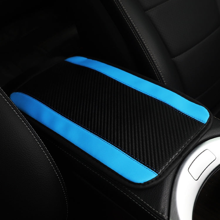 32x19cm PU Carbon Fiber Leather Central Armrest Box Cover Anti-slip Pad(Blue) - Seat Accessories by buy2fix | Online Shopping UK | buy2fix