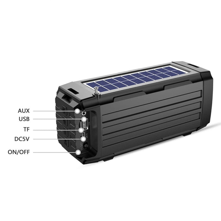 BDL-187 LED Light Solar Wireless Bluetooth Speaker Portable Outdoor Camping FM Radio(Black) - Radio Player by buy2fix | Online Shopping UK | buy2fix